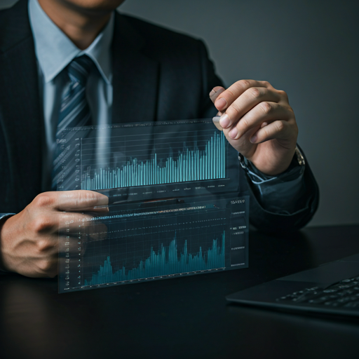 close-up of digital professional analyzing search ranking graphs on a high-resolution display